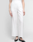 Pantalon à taille élastique -Blanc