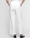 Pantalon à taille élastique -Blanc