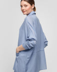 Chemise manches longues avec découpe à la taille -Bleu