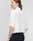 Chemise carrée manches courtes avec poche -Blanc